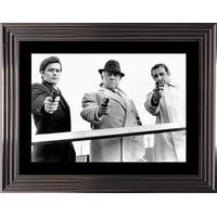 Affiche encadrée Noir et Blanc: Le Clan des Siciliens - Delon Gabin Ventura - 50x70 cm (Cadre Glascow)
